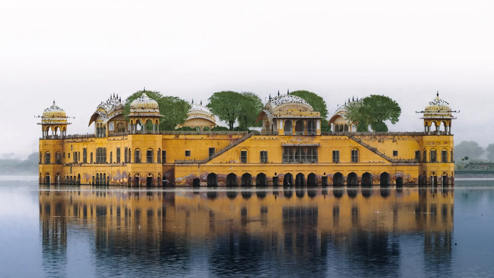 Jal Mahal palace reflected in Man Sagar Lake