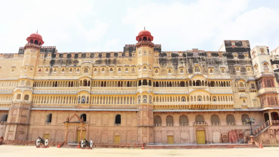 Multi-storey palace facade inside Junagarh Fort, Bikaner