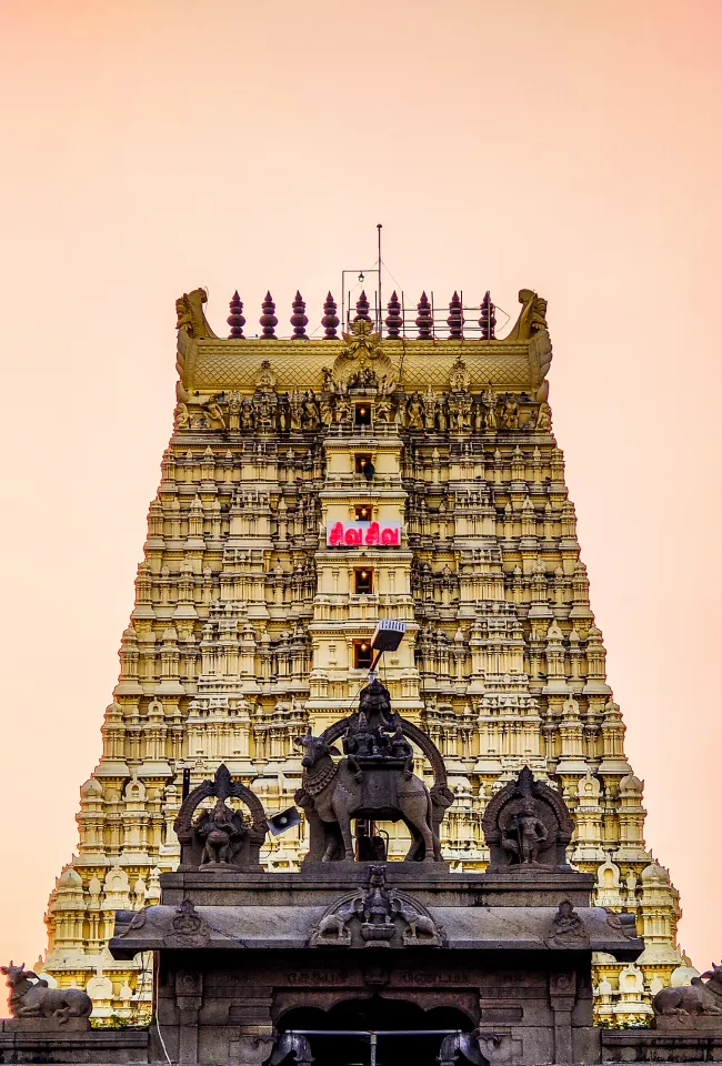 Gopuram of Virupaksha Temple rising above Hampi